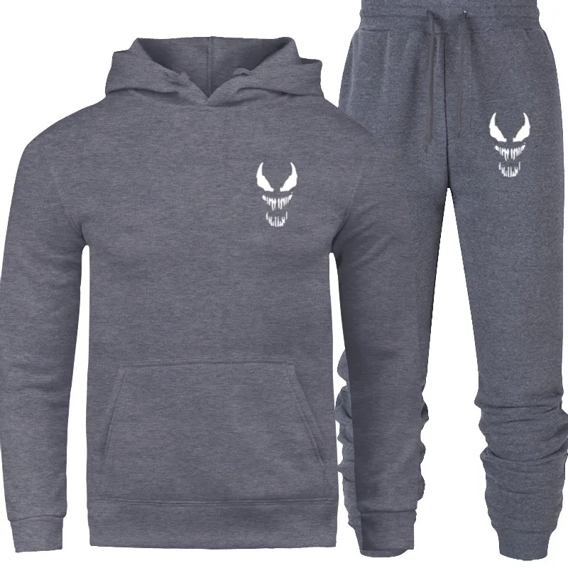 

Men's Hooded Sportswear Two-Piece Venom Head Print Autumn And Winter Men's And Women's Fashion Hoodie Hip-Hop Sweatshirt Suit