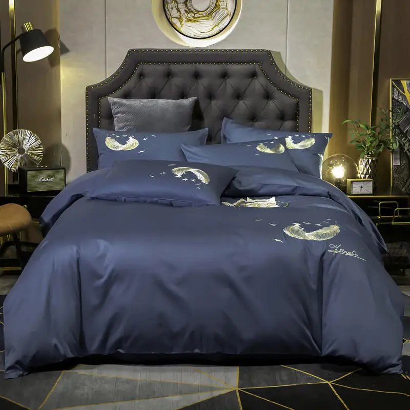 

Новый роскошный свадебный комплект постельного белья из египетского хлопка, королевский комплект постельного белья большого размера с выш...