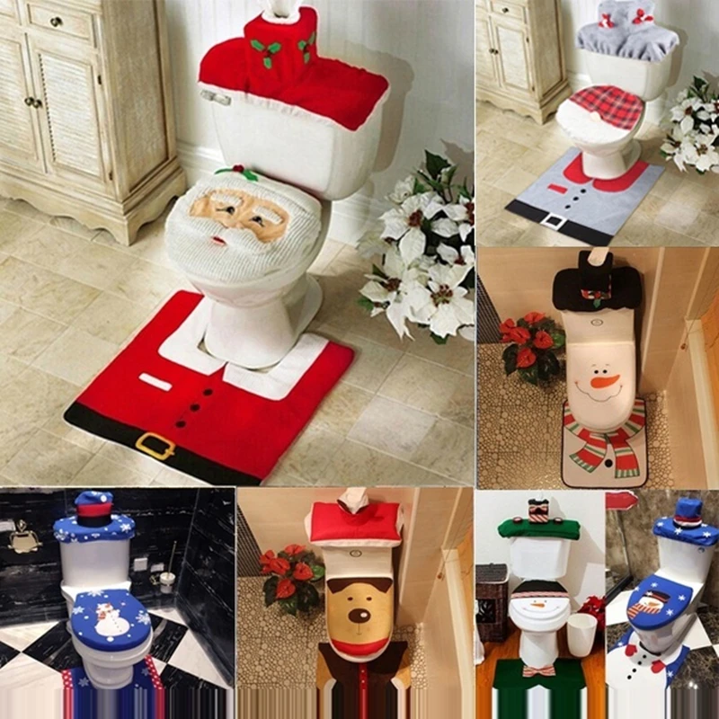 Рождественский туалет синий снеговик чехол для унитаза сиденье дома спальни