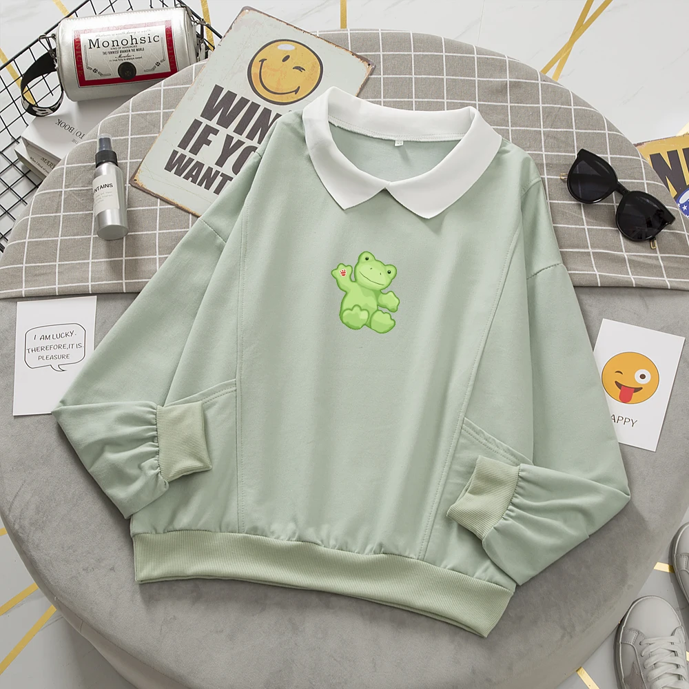 Korean Style Tops Thin Sweetshirts Harajuku Hoodie Cotton Kawaii Clothing Aesthetic Womens Graphic Print Sweatshirt Hoodies
