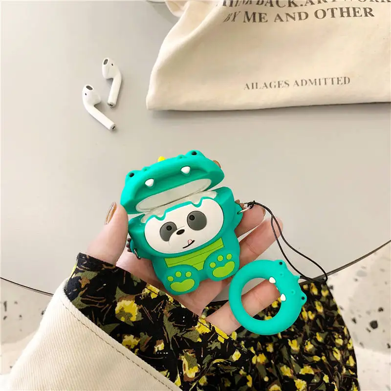 Для Airpods 1 3D Милые Мультяшные забавные панды ледяной медведь динозавр наушники