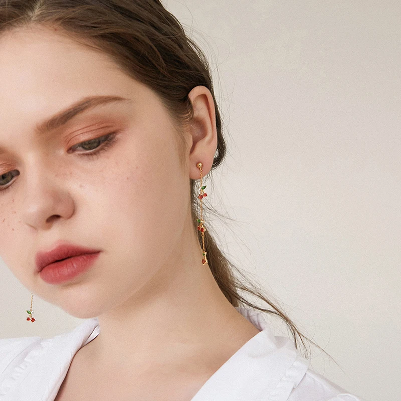 GHIDBK Boho крошечные вишня кубического циркония цепь из гвоздиков серьги изысканные