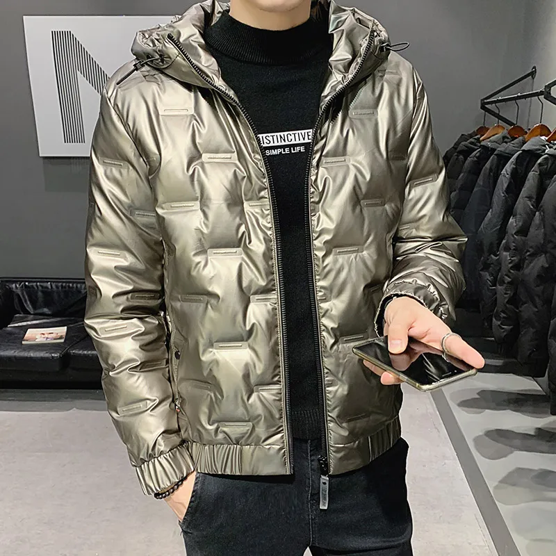 

Men's Winter Down Jacket Men 2020 Hooded Warm Slim Fit Reflective Top Jackets Coat Soft Shell Casual Solid Color Jacket For Men
