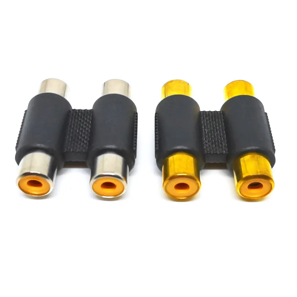 2 шт. полезный Двойной RCA соединитель один Женский к женскому Аудио Видео AV кабель