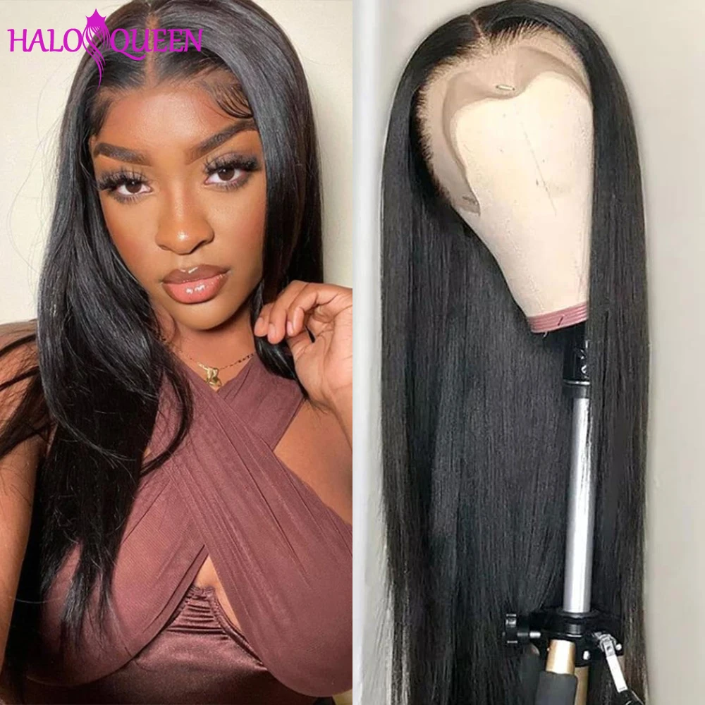 

180 Density 13X4 4X4 Natural Color Long Straight Wigs 30 32in Brazilian Transparent Lace Frontal 100% Human Hair For Black Women