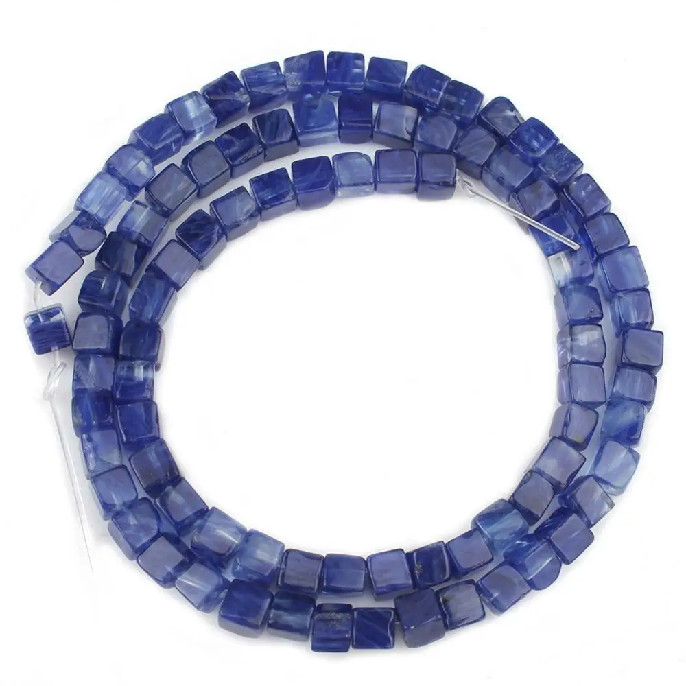 Blue kyanite 5*5 мм Квадратные бусины из натурального материала розовый кристаллический кварц Агаты морской осадок бусины для самостоятельного изготовления ювелирных изделий браслет серьги аксессуары - Цвет: Blue kyanite