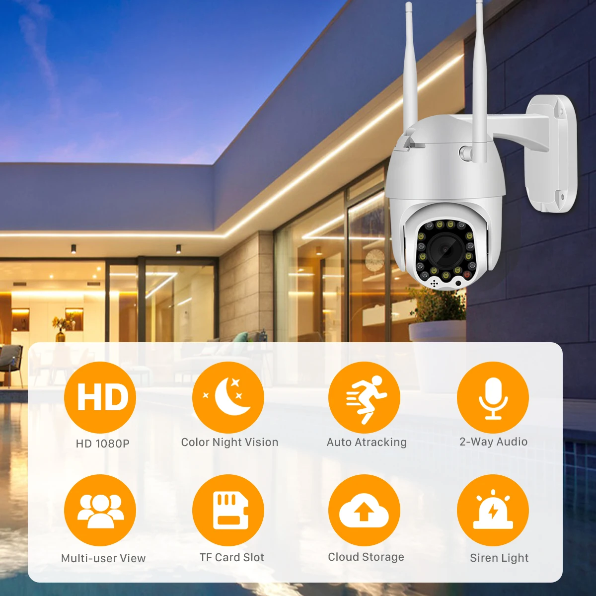 1080P облако Wi-Fi PTZ камера Открытый 2MP Авто слежение Домашняя безопасность ip-камера 4X цифровой зум скорость купольная камера с сиреной светильник