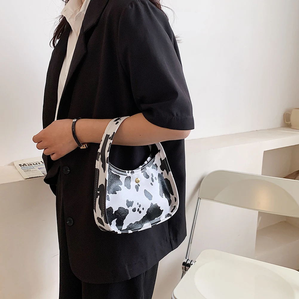 

2021 Fashion Women Casual Animal Pattern Printing PU Soft Leather Women Designer Handbag Small Hobos Tote Handbag