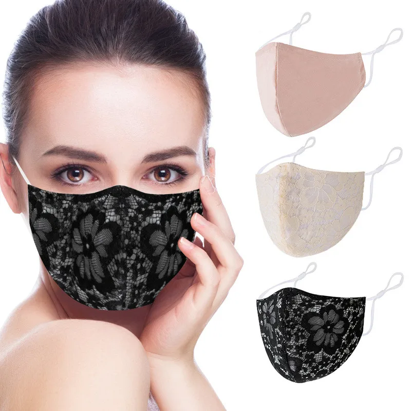 

10pcs Health Cycling Lace Washable Reusable Face Mouth Mask Anti-dust Safety Fashion Designer Women Girl Mouth Masks