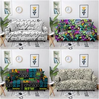 graffiti printed sofa covers for living room elastic sofa slipcover stretch sectional couch cover sofa protector 1234 seater