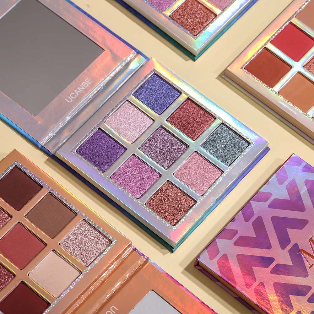 UCANBE Новинка 9 оттенков блестящие матовые тени палитра голографические для век