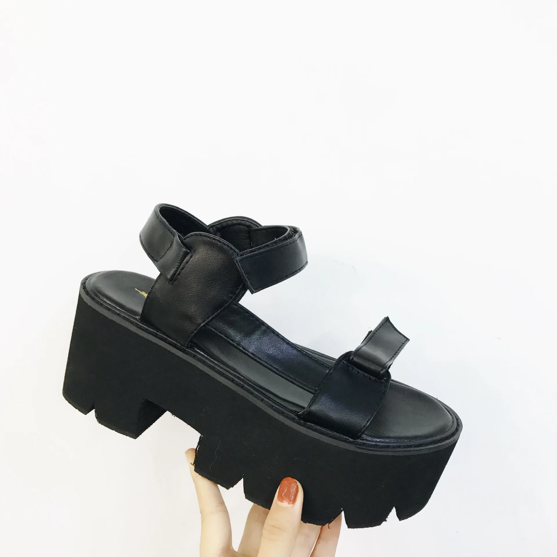 Женские сандалии в стиле Харадзюку толстая подошва открытый носок губчатый