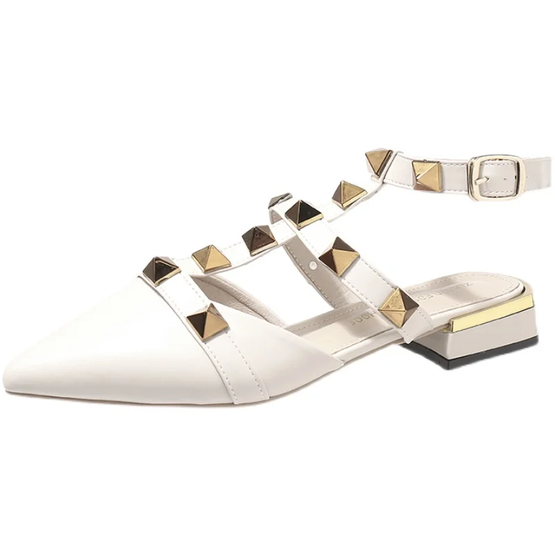 

Med 2021 Summer Comfort Shoes for Women Female Sandal Block Heels Buckle Strap All-Match Medium Girls Beige Chunky Clear Closed