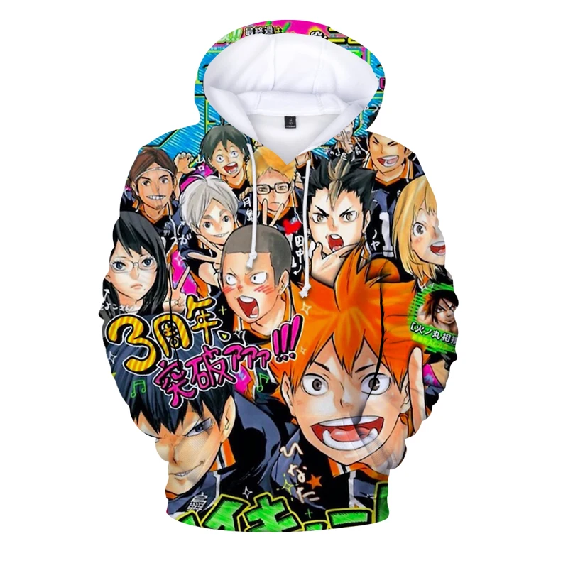 

Толстовка Haikyuu с 3d рисунком манги, свитшот, Осень-зима 2020, толстовка с капюшоном в стиле аниме, мужские и женские пуловеры, толстовки с капюшо...
