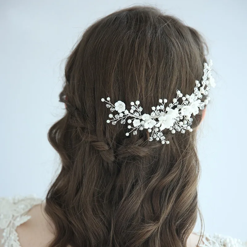 SLBRIDAL ручная работа серебряный цвет стразы кристалл свадебная расческа для волос