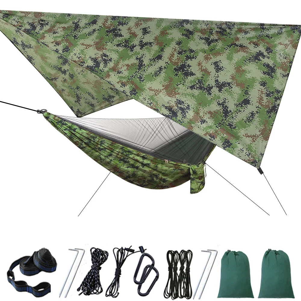 

Outdoor Portable Hammock with Mosquito Net and Rain Fly Camping Backpacking Bug Hammocks and Netting Parachute Hammock Canopy