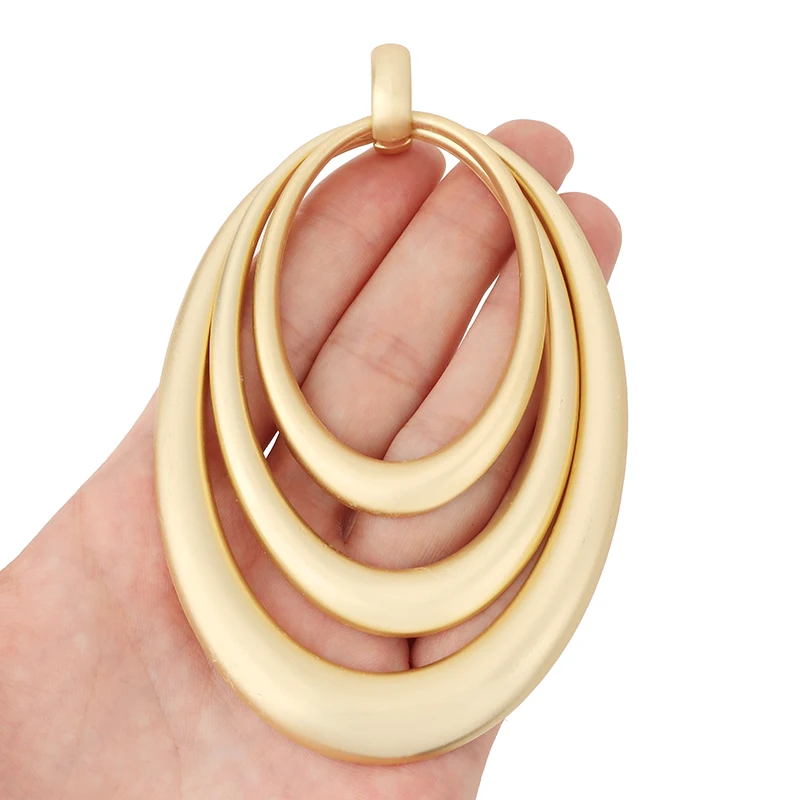 

2pcs/lot Matte Gold Hollow Large Round 3 Circles Charms Pendants for Necklace Jewelry Making 120x74mm