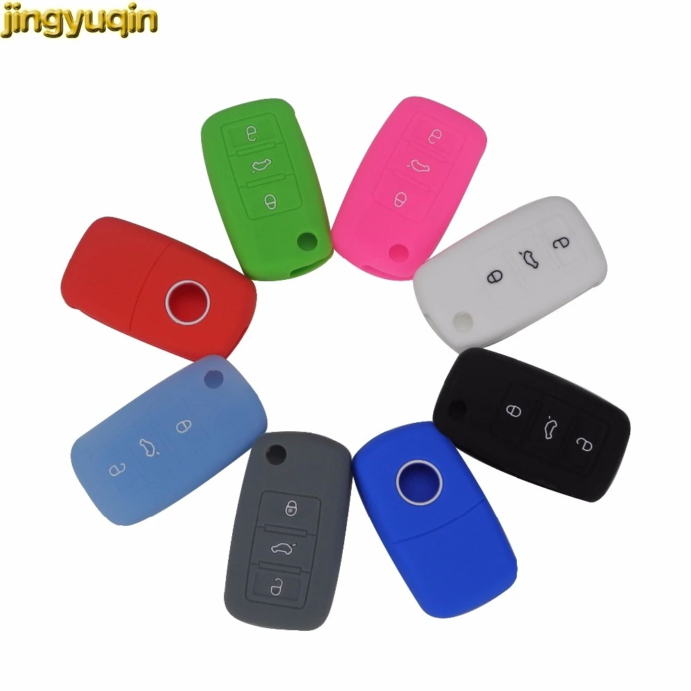 

Jingyuqin 20PCS 3 BTN Silicone Car Key Cover Case for VW Golf Bora Jetta POLO Passat Skoda Superb Octavia Fabia SEAT Ibiza Leon