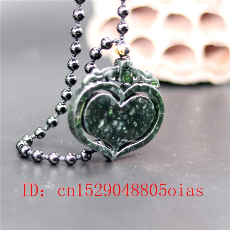 Натуральное черное зеленое китайское Нефритовое сердце ожерелье из бисера