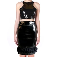new women fashion 2 pcs dress knee length bodycon vintage leather dress casual women black dresses vestido