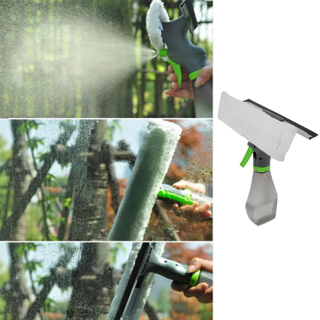 

3 In 1 Window Cleaner Spray Dry Scraper Features Atomizing Nozzle Bottle Wiper Microfibre Cloth Pad Kit Car Glass Clean Brush