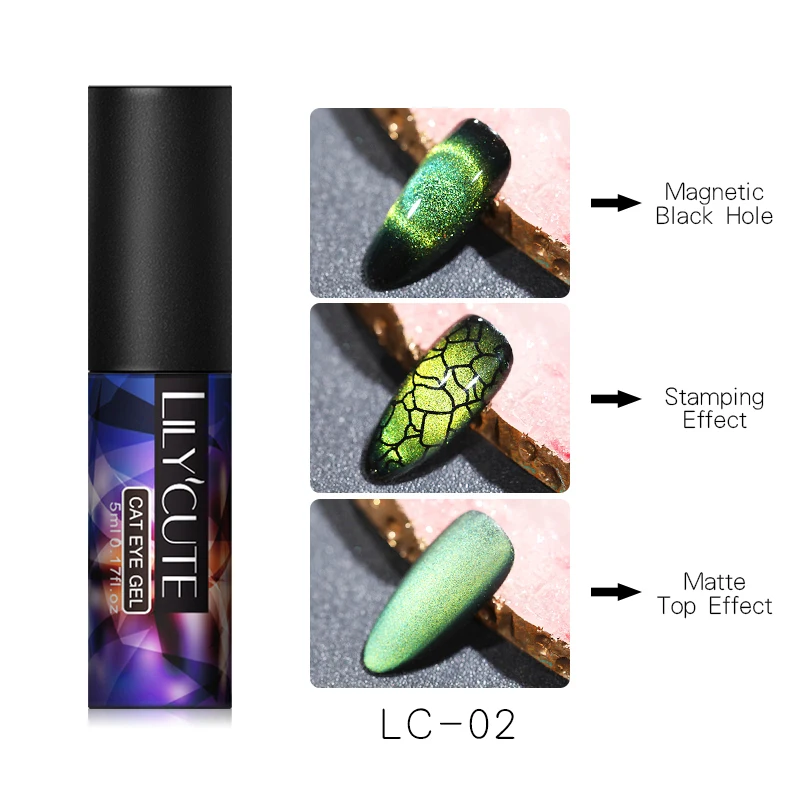 LC02 LILYCUTE 9D Galaxy кошачий глаз Магнитный Гель-лак для ногтей Auroras ногтей матовый градиентный стойкий замачиваемый УФ-Гель-лак - Цвет: LC02