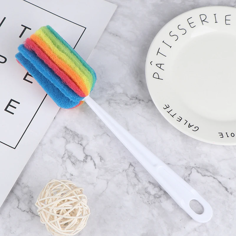 

Colorful Detachable Water Bottle Cup Mug Glass Washing Sponge Cleaning Brush Scrubber With Handle Cleaning Utensils Brush Glass