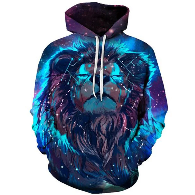 2019 Объёмный рисунок (3D-принт) Лев забавные толстовки с капюшоном для мужчин и
