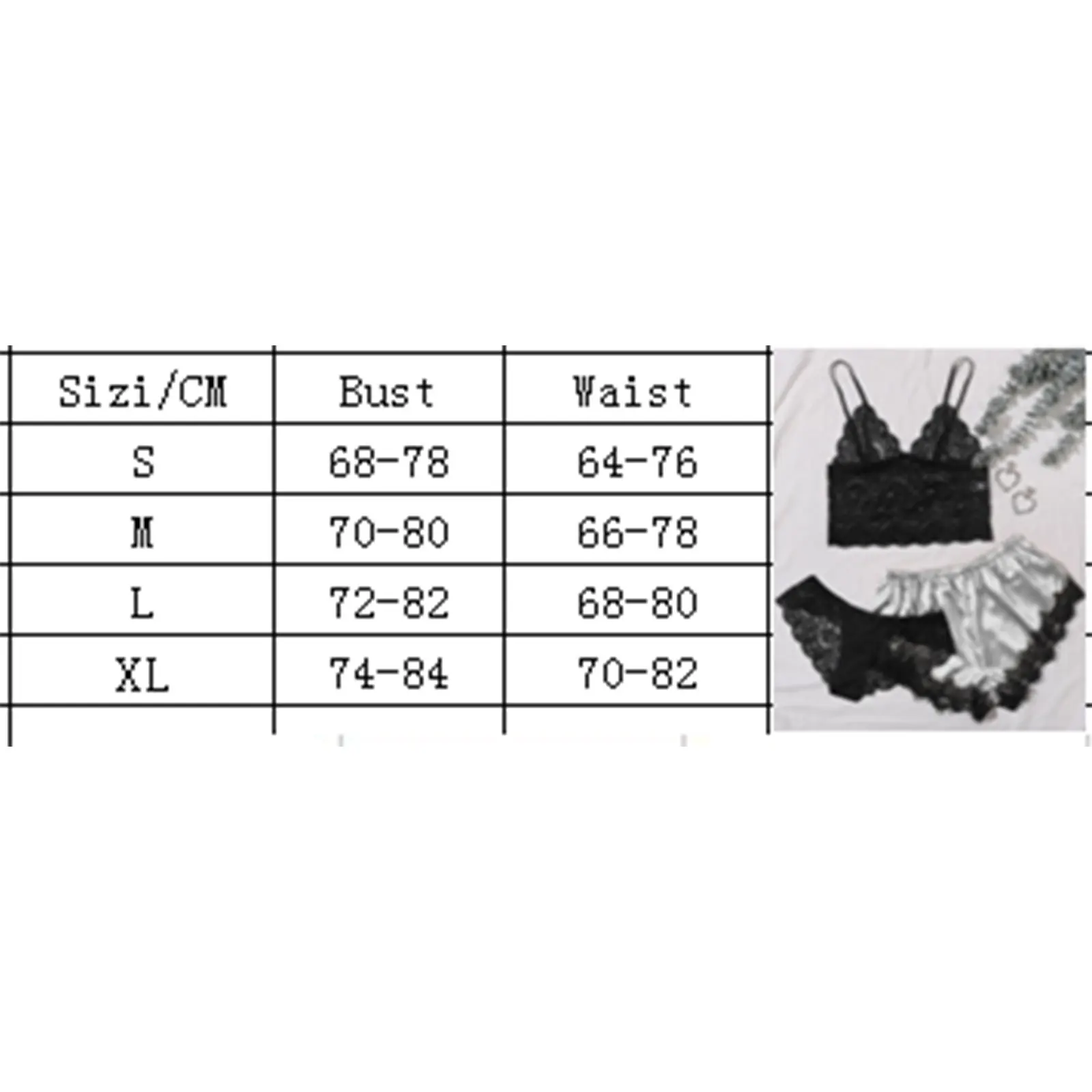 

3PCS Women Sexy Nightwear Lace Floral Lingerie V-Neck Sling Thin Straps Vest Top +High Waist Satin Silk Sleeping Shorts + Briefs