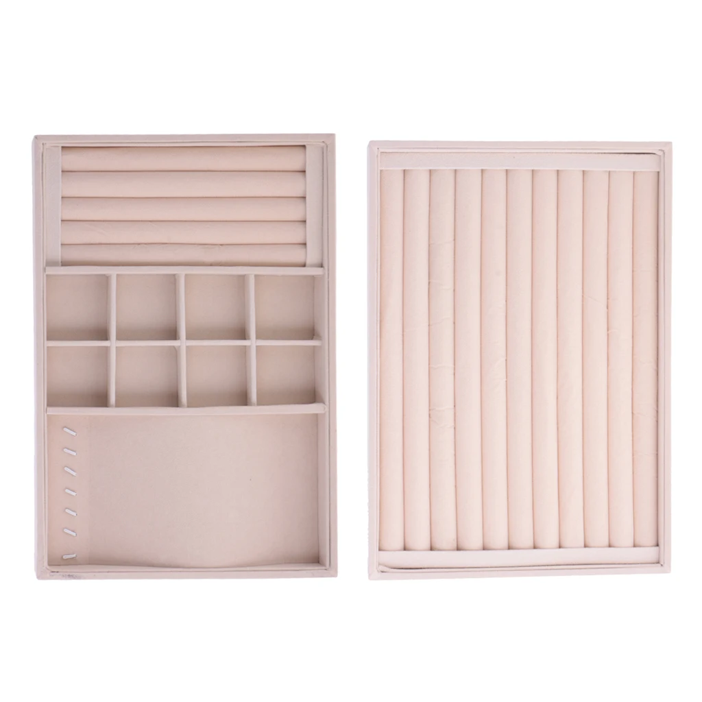 

Prettyia Velvet Stackable Jewelry Display Trays Box Jewelry Storage Trays