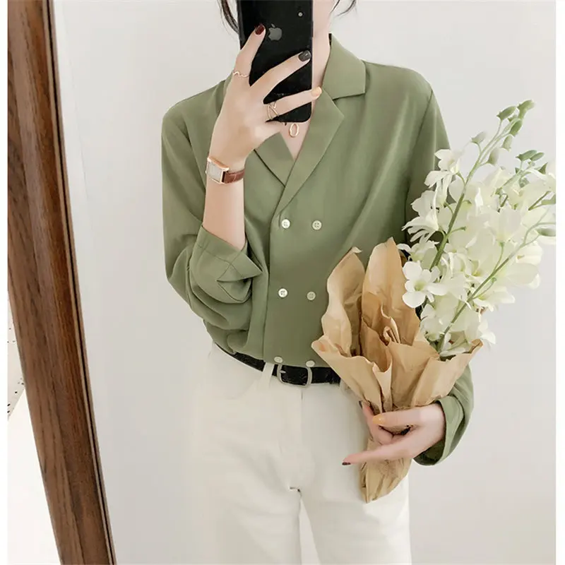 Новая Офисная Женская универсальная короткая двубортная Осенняя элегантная