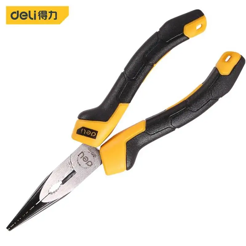 

Deli needle-nose pliers with rubber handle No. 60 chrome vanadium steel gripper handle PVC coated wire clippers 6 "DL2106Z