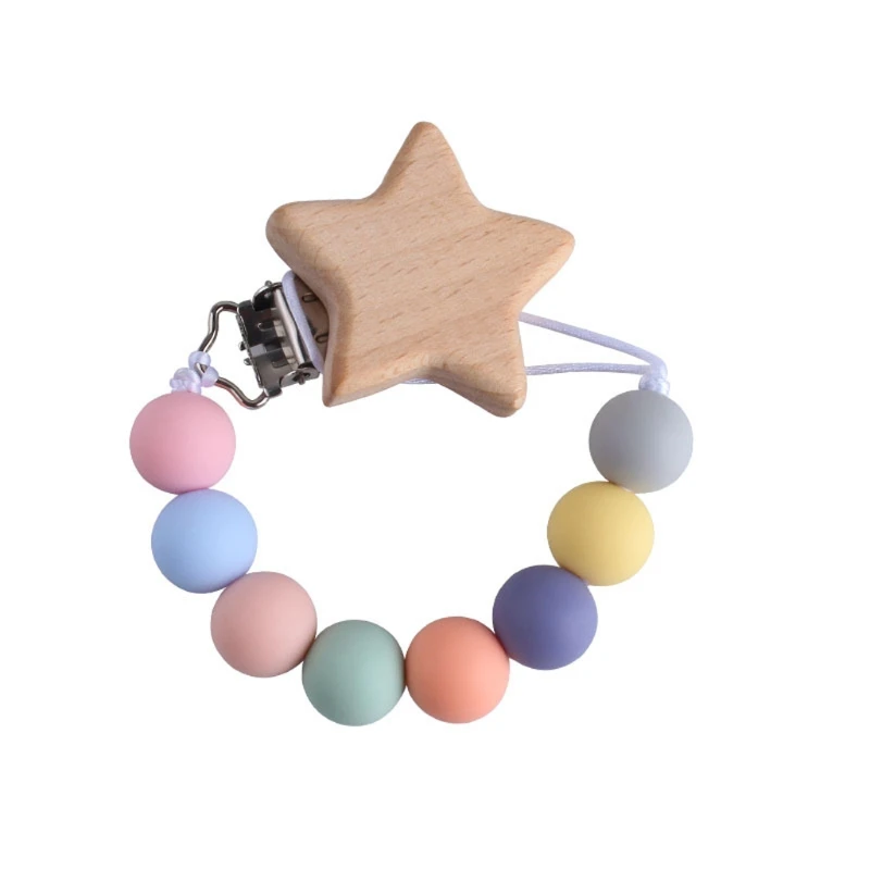 

Pacifier Clips Beech Wood Chupetero Holder Chain Infant Feeding Chew Toy Clip