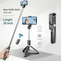 portable tripod selfie stick for mobile phone photo taking live broadcast chargable bluetooth compatible folding tripod stand