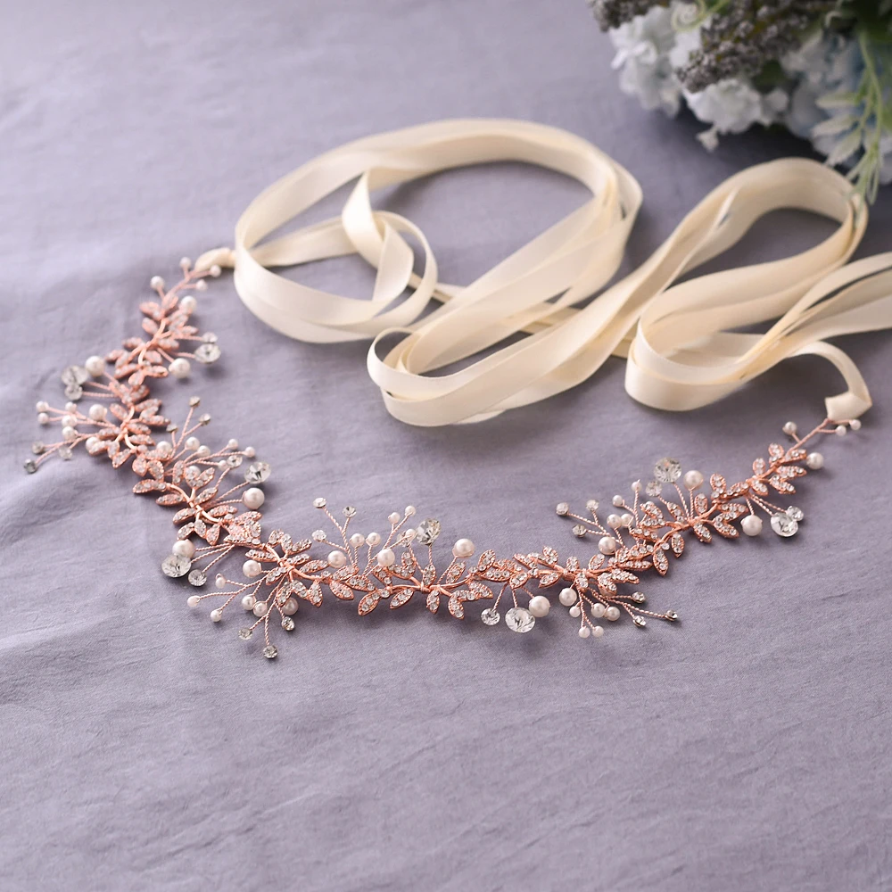 

100% Handmade Luxury Rose Gold Diamond Belt Crystal Bridal Belt Embellished Rhinestone Belt Women Waist Belt Ivory Wedding Belt