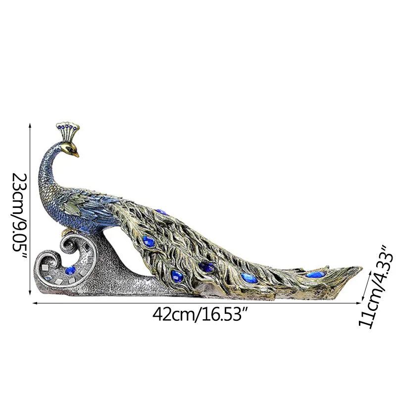 

Nordic Emerald Peacock Animal Artware Sculpture Home Decoration Accessories Modern Art Figure Resin Statue Room Craft Figurine