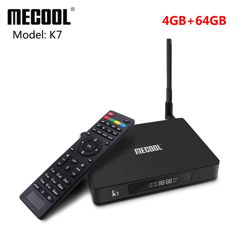 MECOOL K7 Smart Android 9,0 tv Box Amlogic S905X2 DVB-T2 DVB-S2 ТВ приемник 4 Гб DDR4 64 Гб rom 4K телеприставка DVB-C медиаплеер - Цвет: only K7