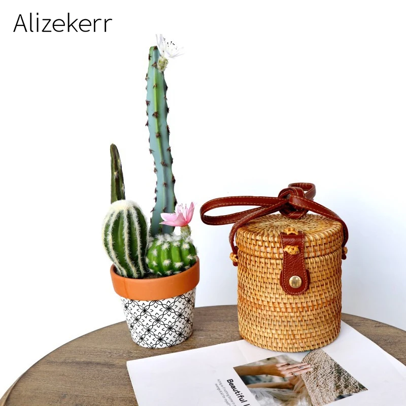 Женская мини сумка из ротанга в богемном стиле летняя новая ручная работа