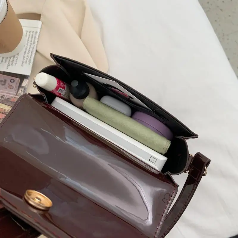 

Luxury Alligator PU Leather Women Clamshell Crossbody Bags Pure Color Small Square Shoulder Bag Ladies Casual Shopping Handbags