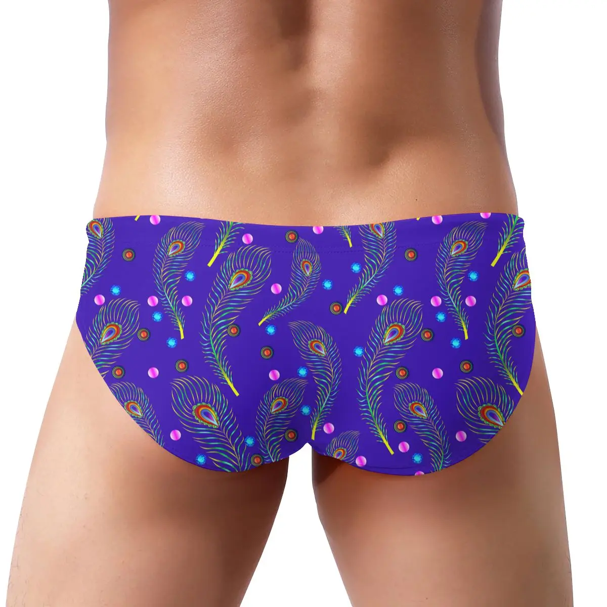 

Summer Men Swimsuit Peacock Feathers triangle Trunks Sexy Low Waist Swimwear Fashion Beach Surf Board Shorts
