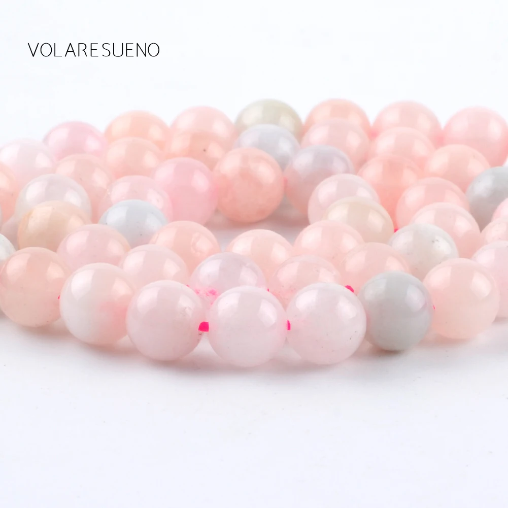 

Natural Pink Morgan Stone Round Loose Beads For Jewelry Making 6-10mm Spacer Beads Fit Diy Bracelets Necklace Accessory 15''