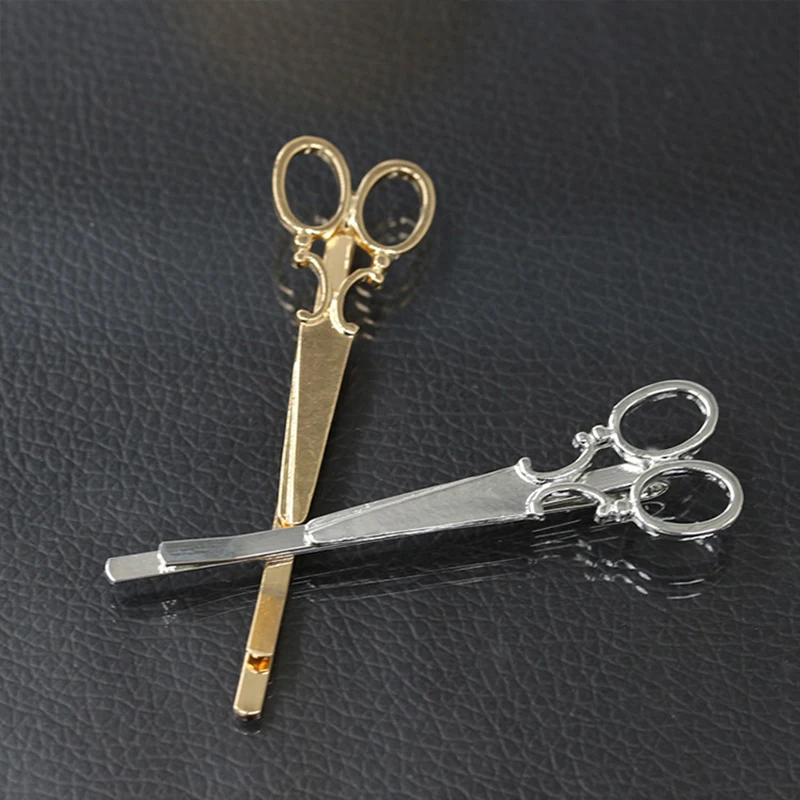 

Fashion Metal Hair Clip Vintage Design Golden Silvery Scissors Shape Hair Clip Cool Girls Barrettes Styling Tools Accessories