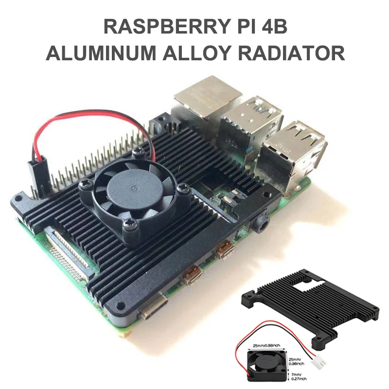 

Raspberry Pi 4B Embedded Aluminum Alloy Radiator with Fan can be Equipped with Any Expansion Board