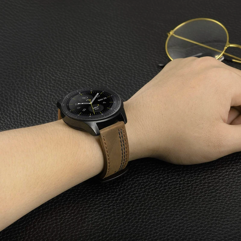 Ремешок из натуральной кожи для Samsung gear S3 Frontier galaxy watch 3 46 мм браслет huawei gt 2 pro amazfit GTR