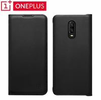 100 original official for oneplus 6t flip cover case pu leather wallet card cover smart sleep wake up