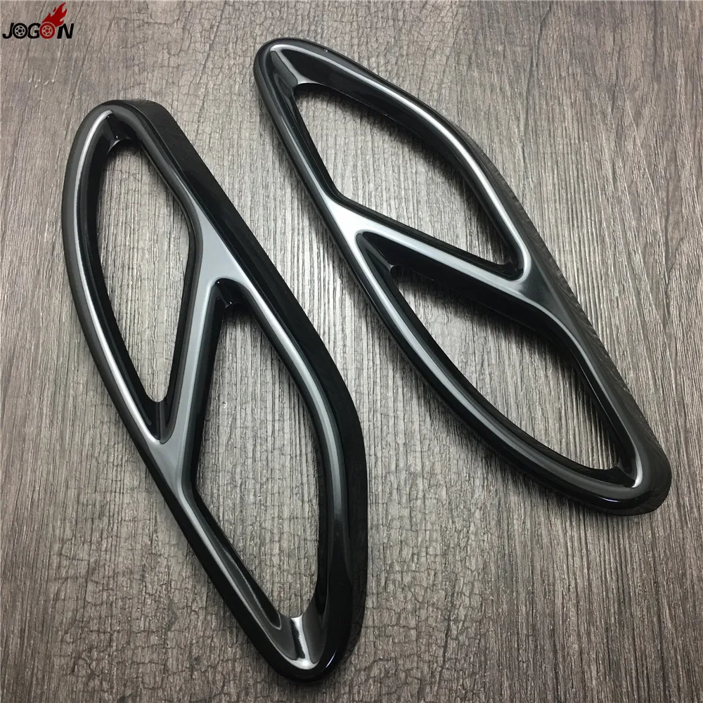 Черная двойная наконечник выхлопной трубы для Mercedes Benz C Class W205 C200 C220d C250 2015 2016 и GLC