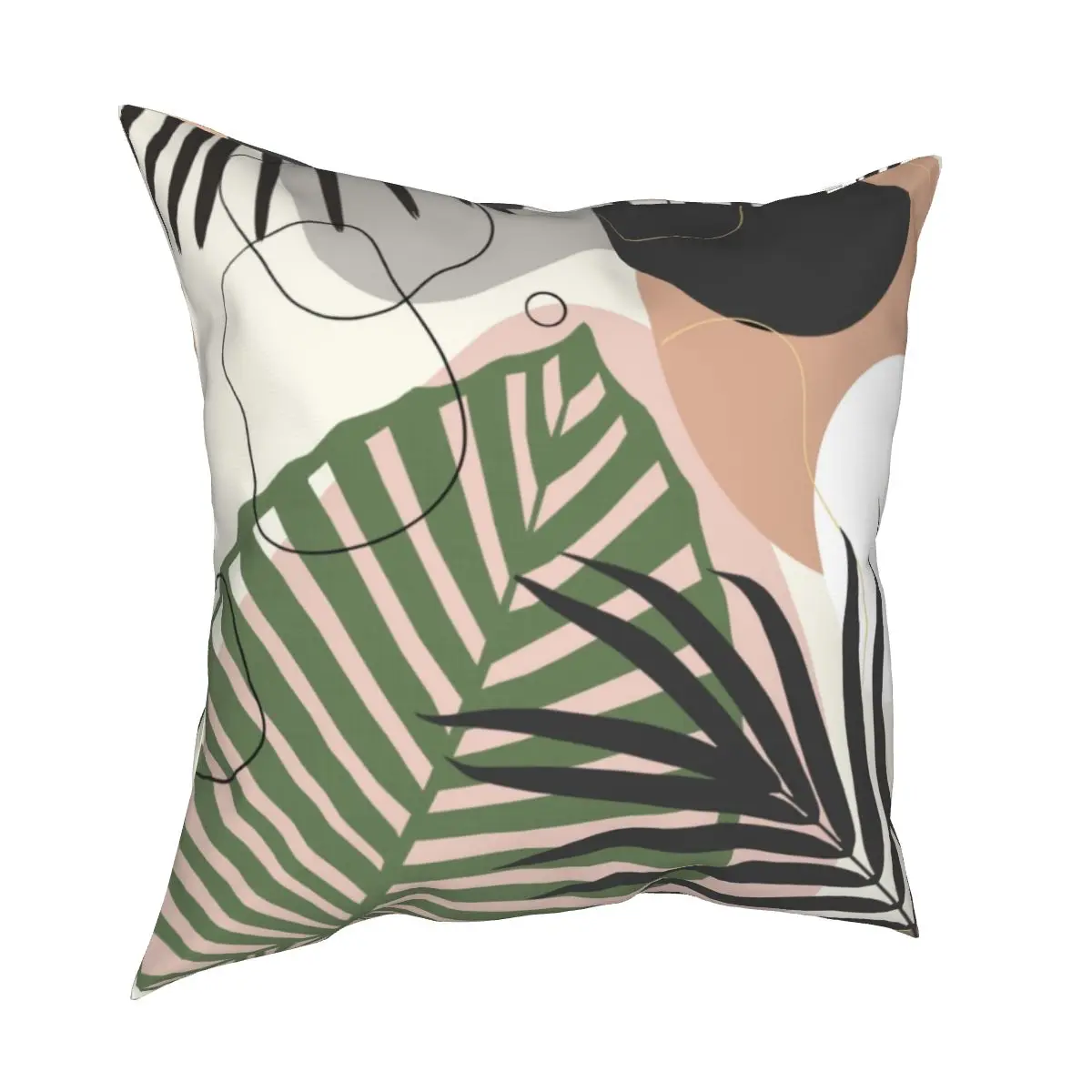 Современный чехол для подушки с геометрическими листьями джунглей мягкий