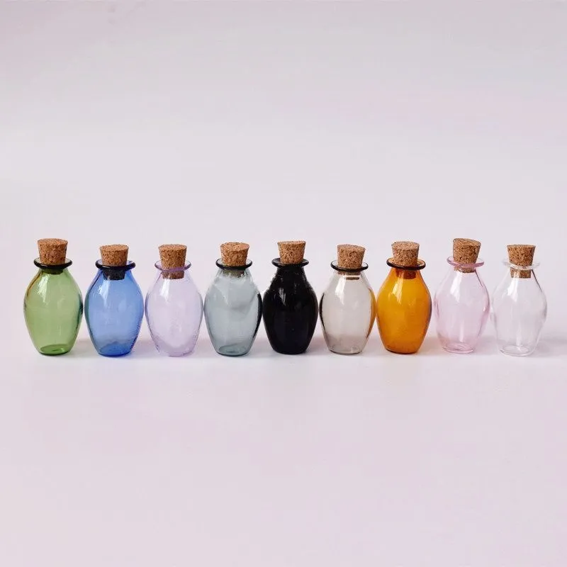 3pcs Wine Jar Shape Color Christmas Wish Bottles Small Empty Cork Glass Vials For Holiday Wedding home Decoration Gifts | Дом и сад