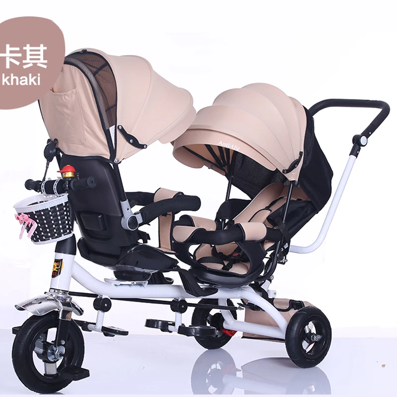 Triciclo infantil Дети трехколесный велосипед двойной детская коляска из светильник 3