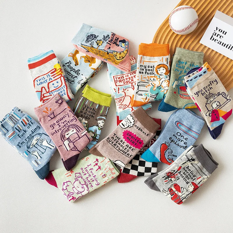 Носки женские креативные смешные милые Мультяшные носки унисекс с рисунком